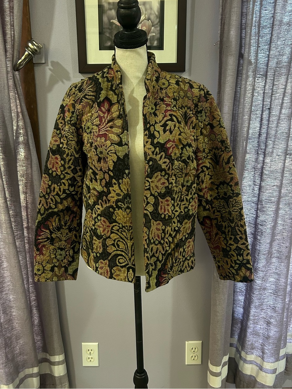 Vintage Coldwater Creek Floral Jacquard Jacket